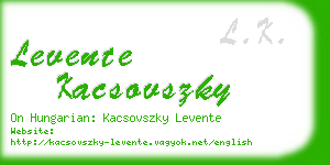 levente kacsovszky business card